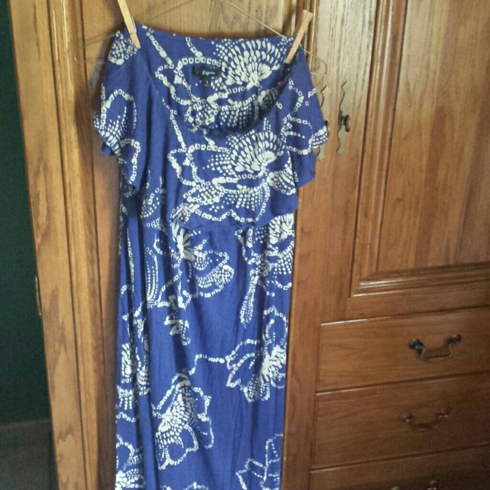 Maxi sleeveless blue dress express
